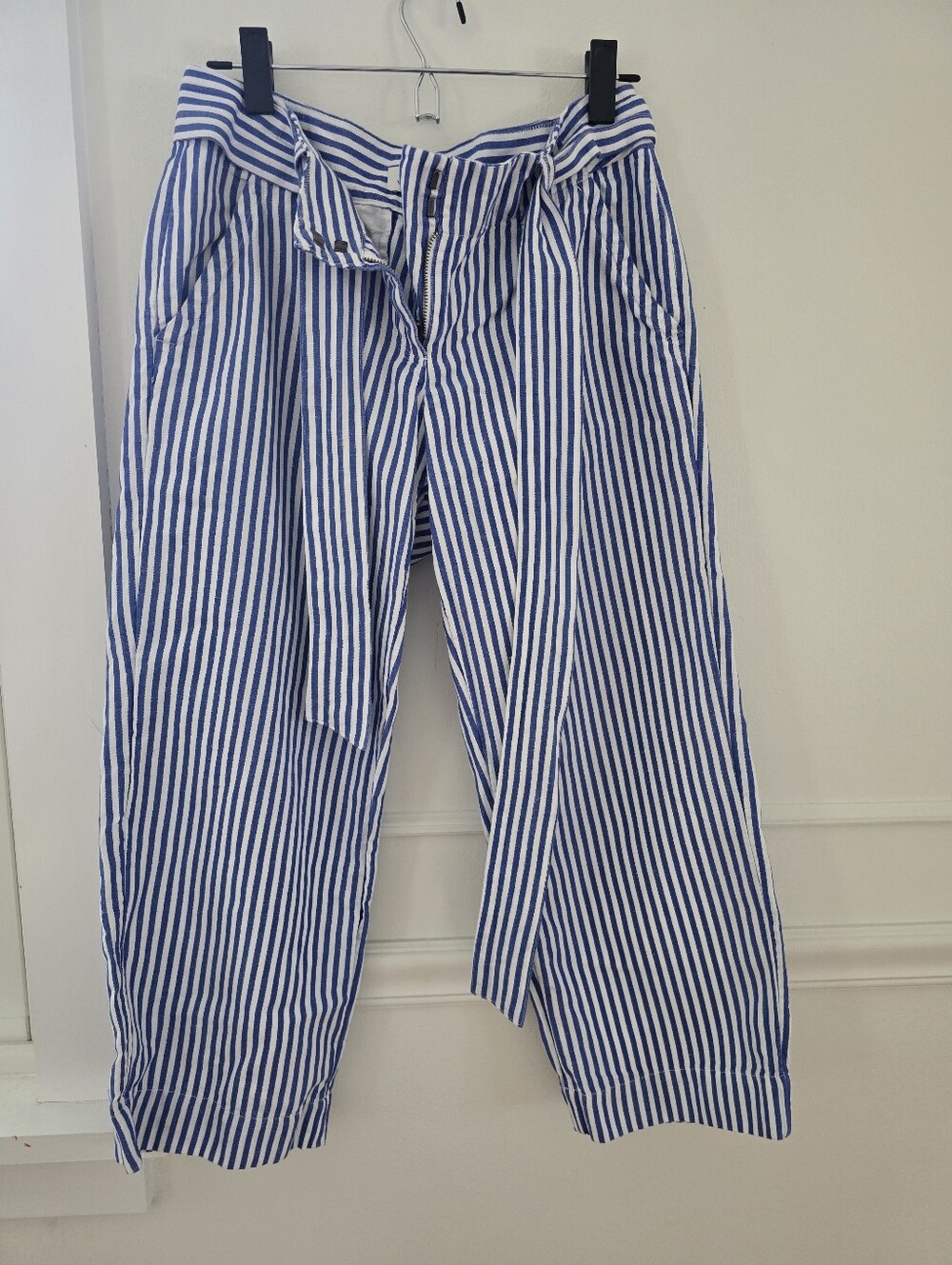VINEYARD VINES Womens Blue Striped Cotton/Linen Catamaran Cropped Pants